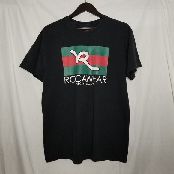 ROCAWEAR Y2K vintage short tshirt red and green L - Picture 2 of 7